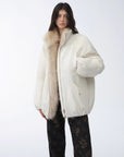 Fireladyfur Women's Mid - Length Two - Tone Fox Fur Down Jacket"Warm Dialogue" - variant_title