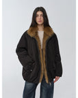Fireladyfur Women's Mid - Length Two - Tone Fox Fur Down Jacket"Warm Dialogue" - variant_title