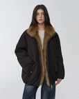 Fireladyfur Women's Mid - Length Two - Tone Fox Fur Down Jacket"Warm Dialogue" - variant_title