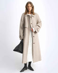 Fireladyfur Women's Raglan Sleeve Double - layer Collar Wool Coat"Moonlit Veil" - variant_title