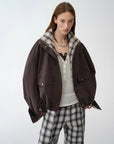 Fireladyfur Women's Retro Plaid Cotton Short Jacket | Loose Fit "Monsoon Climate" - variant_title