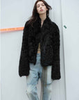 Fireladyfur Women's Reversible Standing Collar Tuscan Sheepskin Coat“Beethoven's Night” - variant_title