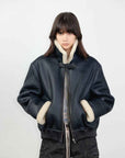 Fireladyfur Women's Shearling Coat - Casual Motorcycle Style Imported Merino Wool - variant_title