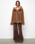 Fireladyfur Women's Shearling Coat - Drop Shoulder Hooded Merino Wool Winter Jacket - variant_title