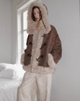Fireladyfur Women's Shearling Coat - Drop Shoulder Hooded Merino Wool Winter Jacket - variant_title