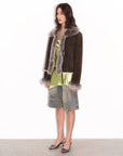 Fireladyfur Women's Shearling Coat - Imported Merino Wool Patchwork Fox Fur Collar Florence - variant_title