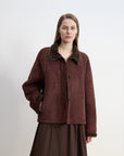 Fireladyfur Women's Shearling Coat - Merino Wool Stand - Up Fur Collar Knight's Contract - variant_title