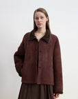 Fireladyfur Women's Shearling Coat - Merino Wool Stand - Up Fur Collar Knight's Contract - variant_title