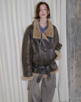 Fireladyfur Women's Shearling Coat - Motorcycle Style Lapel Imported Merino Wool - variant_title