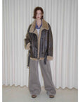 Fireladyfur Women's Shearling Coat - Motorcycle Style Lapel Imported Merino Wool - variant_title