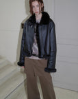 Fireladyfur Women's Shearling Coat - Motorcycle Style Tuscan Wool Short Jacket - variant_title