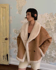 Fireladyfur Women's Short Reversible Vegan Shearling Jacket "Bella Poetry" - variant_title