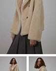 Fireladyfur Women's Short Reversible Vegan Shearling Jacket "Bella Poetry" - variant_title