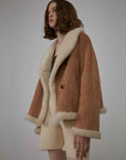 Fireladyfur Women's Short Reversible Vegan Shearling Jacket "Bella Poetry" - variant_title