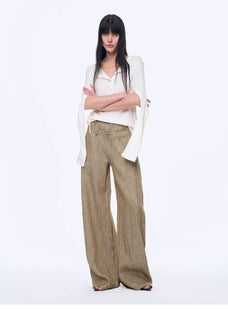 Fireladyfur Women's Stand - up Silhouette Double Waist Linen Trousers"Berlin Street" - variant_title