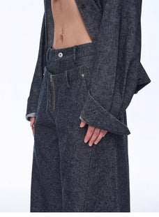 Fireladyfur Women's Stand - up Silhouette Double Waist Linen Trousers"Berlin Street" - variant_title