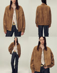 Fireladyfur Women's Suede Top - Grain Sheepskin Leather Jacket - variant_title