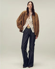 Fireladyfur Women's Suede Top - Grain Sheepskin Leather Jacket - variant_title