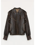 Fireladyfur Women's Two - Way Genuine Leather Jacket with Removable Sleeves"Barn Feelings" - variant_title