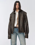 Fireladyfur Women's Two - Way Genuine Leather Jacket with Removable Sleeves"Barn Feelings" - variant_title