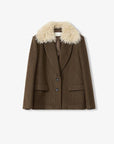 Fireladyfur Wool Tweed Coat with Detachable Fur Collar"Vertical Texture" - variant_title