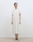 "First Love Island" Cotton Stand Collar Pleated Short Sleeve Shirt Dress for Women - variant_title