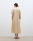 "First Love Island" Cotton Stand Collar Pleated Short Sleeve Shirt Dress for Women - variant_title