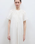 "First Love Island" Cotton Stand Collar Pleated Short Sleeve Shirt Dress for Women - variant_title