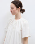 "First Love Island" Cotton Stand Collar Pleated Short Sleeve Shirt Dress for Women - variant_title