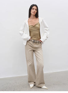 "Flare Mark" Retro all - season slim - fit versatile floor - length washed flared jeans - variant_title