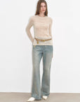 "Flare Mark" Retro all - season slim - fit versatile floor - length washed flared jeans - variant_title
