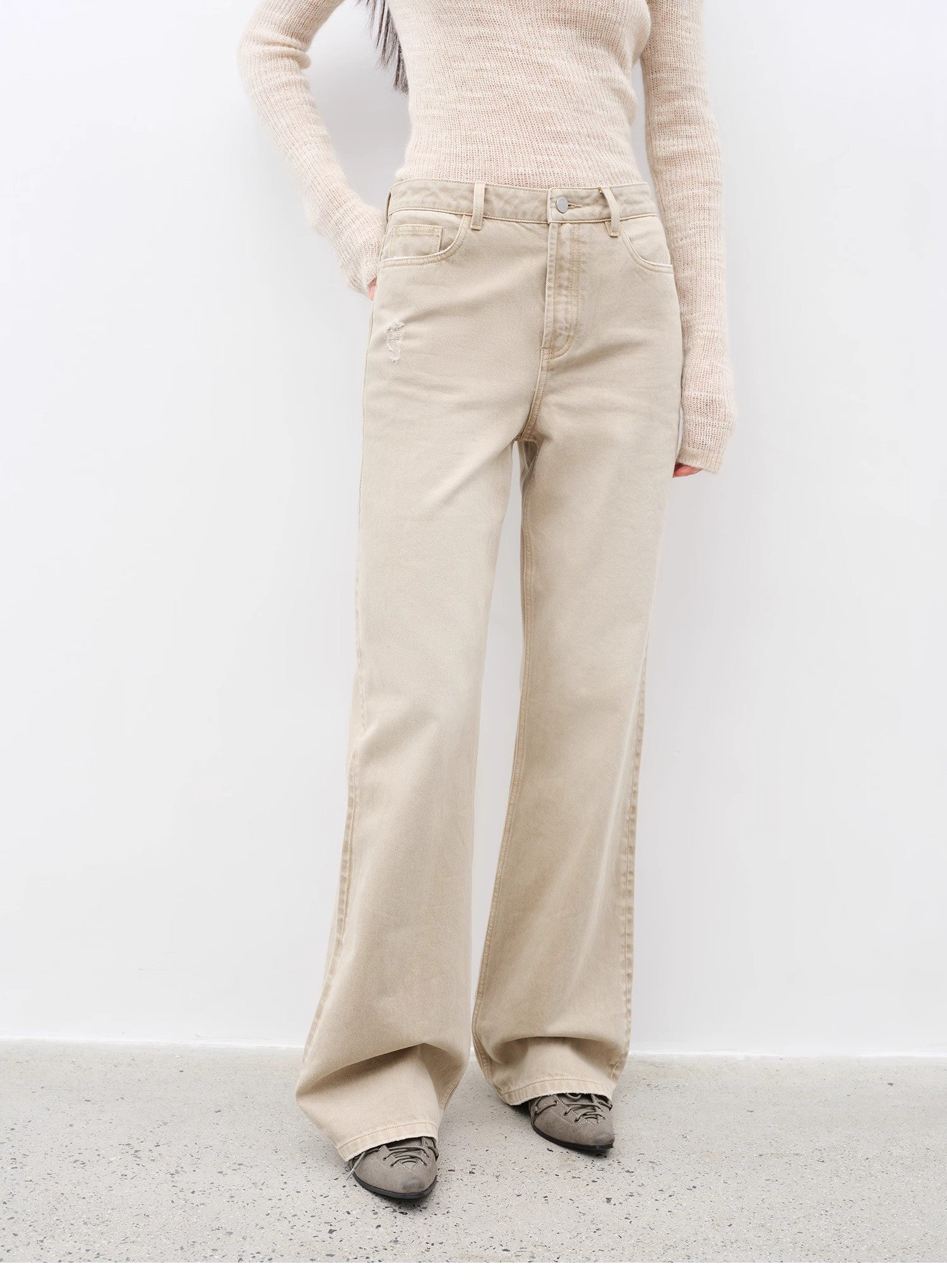 "Flare Mark" Retro all - season slim - fit versatile floor - length washed flared jeans - variant_title