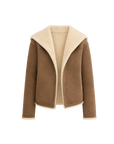 Floating Dune reversible faux suede shearling jacket with wool collar product image 01