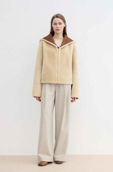 Floating Dune reversible faux suede shearling jacket with wool collar product image 04