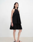 "Floating Island Manor" small stand - up collar design asymmetrical halter dress - variant_title
