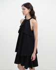 "Floating Island Manor" small stand - up collar design asymmetrical halter dress - variant_title