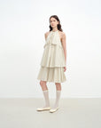 "Floating Island Manor" small stand - up collar design asymmetrical halter dress - variant_title