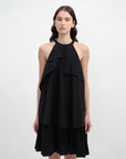 "Floating Island Manor" small stand - up collar design asymmetrical halter dress - variant_title