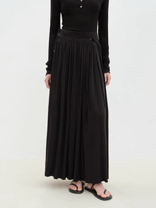 "Floating Lights on the Sea" Adjustable Waist Pleated Straight Skirt - variant_title