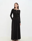 "Floating Lights on the Sea" Adjustable Waist Pleated Straight Skirt - variant_title