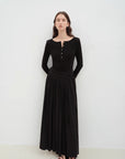 "Floating Lights on the Sea" Adjustable Waist Pleated Straight Skirt - variant_title