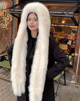 Fox Fur Hat Scarf Snow Hat Women Autumn Winter Warm High - end Double - sided Thickened Plush Earmuff Hat - variant_title
