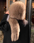 Fox Fur Hat Scarf Snow Hat Women Autumn Winter Warm High - end Double - sided Thickened Plush Earmuff Hat - variant_title