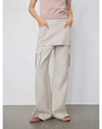 "Free to run away" miu style fake two - piece workwear micro - flared casual pants low - waist slim zipper trousers for women - variant_title