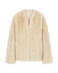 Freezing Point Rum flax rice Italian Toscana shearling V-neck coat product cutout