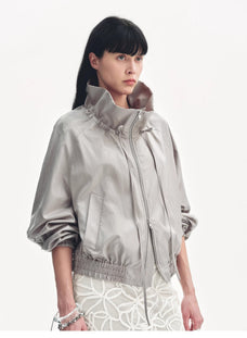 "Front Page Daily" drawstring raglan sleeve straight collar jacket summer - variant_title