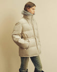 Firelady Frost Wild light apricot down parka outfit view