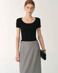 German Yangtze machine washable wool round neck slim short sleeve top for women - variant_title