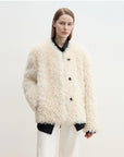 "Ghost Horse Girl" merino curly sweetheart collar straight fur coat - variant_title