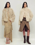 Grace Champs-Élysées Apricot and Beige fox fur coats, styled model views